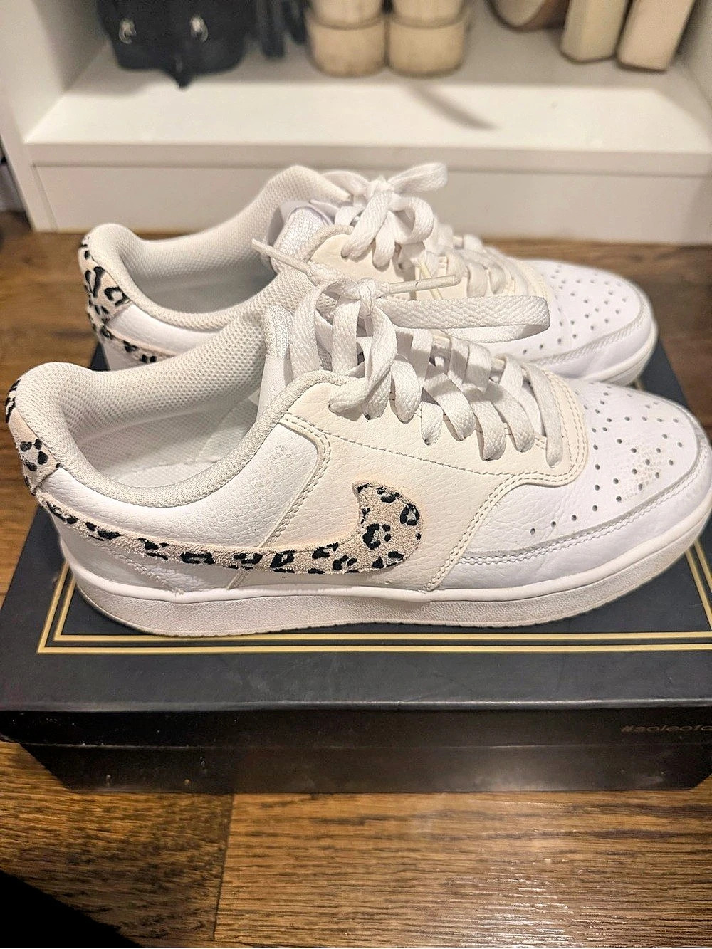 Nike Court Vision Low Leopard Swoosh Sneakers